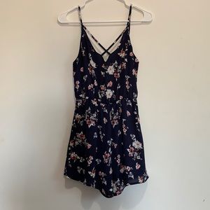 Navy Blue Floral Romper, Brand: Lush, Size: S